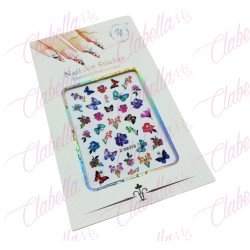 Decoración sticker de MARIPOSAS NO METALICAS 3D para uñas aprox de 9x15cm por planillla, surtido