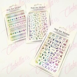 Decoración sticker de NAVIDAD TORNASOL para uñas aprox de 7.5x12cm por planilla, surtido (PB)