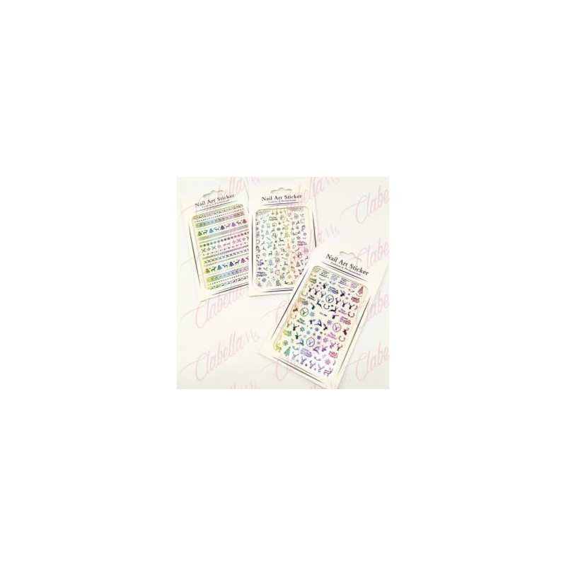 Decoración sticker de NAVIDAD TORNASOL para uñas aprox de 7.5x12cm por planilla, surtido (PB)