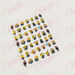 Decoración sticker de MINIONS para uñas aprox de 6.5×8.5cm por planilla, surtido (PB)