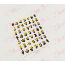 Decoración sticker de MINIONS para uñas aprox de 6.5×8.5cm por planilla, surtido (PB)
