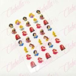 Decoración sticker de PRINCESAS para uñas aprox de 6.5×8.5cm por planilla, surtido