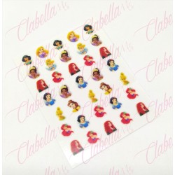 Decoración sticker de PRINCESAS para uñas aprox de 6.5×8.5cm por planilla, surtido