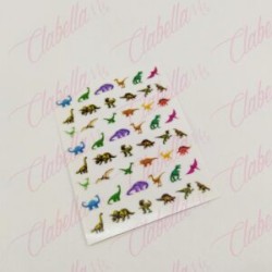Decoración sticker DINOSAURIOS para uñas aprox de 6.5×8.5cm por planilla, surtido (PB)