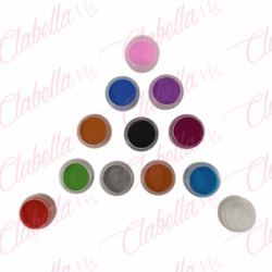 Acrílico de colores para uñas aprox 3gr   por pieza, estuche con 12 piezas  (pb)