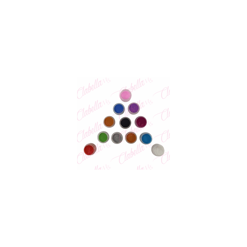 Acrílico de colores para uñas aprox 3gr   por pieza, estuche con 12 piezas  (pb)