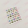 Decoración sticker DINOSAURIOS para uñas aprox de 6.5×8.5cm por planilla, surtido (PB)