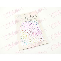 Decoración sticker FIGURAS SURTIDAS TORNASOL 3D para uñas aprox de 7.5x9cm   por pieza, surtido (PB) (Grande, NO chica)