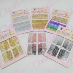 Decoración sticker GRECAS DE COLOR para uñas aprox de 8x10cm por planilla, surtido A26-z177 (PB)