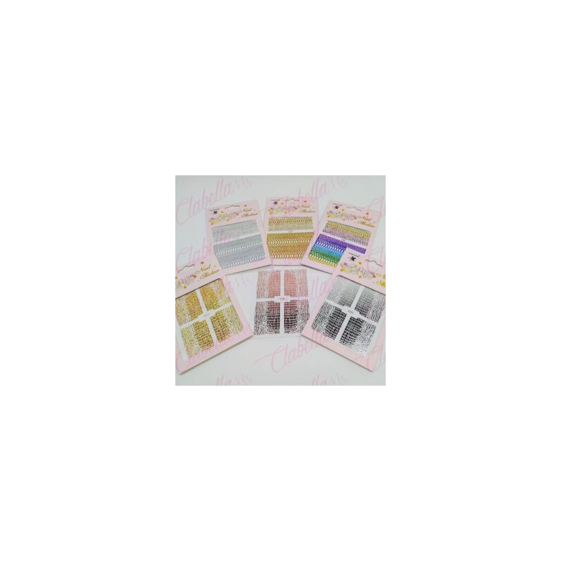 Decoración sticker GRECAS DE COLOR para uñas aprox de 8x10cm por planilla, surtido A26-z177 (PB)