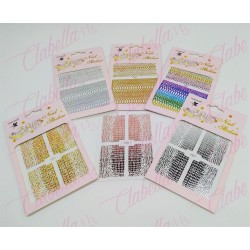 Decoración sticker GRECAS DE COLOR para uñas aprox de 8x10cm por planilla, surtido A26-z177 (PB)