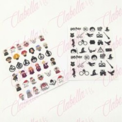 Decoración sticker HARRY POTTER para uñas aprox de 6.5×8.5cm por planilla, surtido
