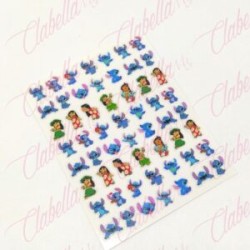 Decoración sticker LILO Y STITCH para uñas aprox de 6.5×8.5cm por planilla, surtido