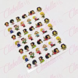 Decoración sticker MAFALDA para uñas aprox de 6.5×8.5cm por planilla, surtido (PB)