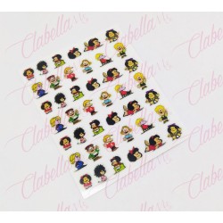 Decoración sticker MAFALDA para uñas aprox de 6.5×8.5cm por planilla, surtido (PB)