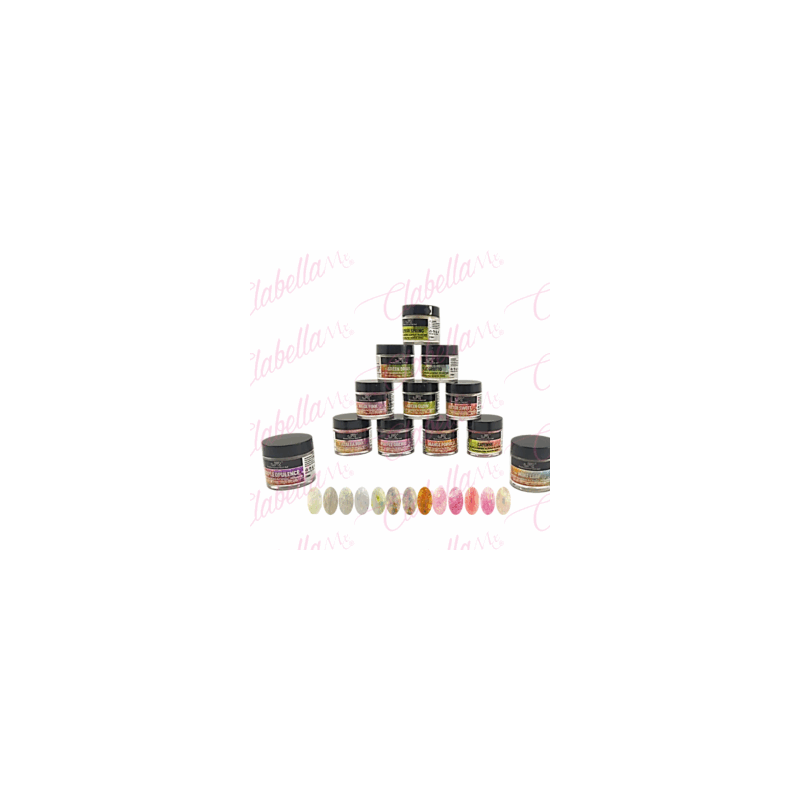 Acrílico JR Gold coast (Glitter fino con decoración) para uñas 12 piezas de 10gr-1/4oz por paquete 11A-210-11 (PB)