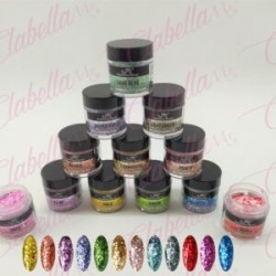 Acrílico JR metálico (Glitter fino, crispy con decoración) para uñas 12 piezas de 10gr-1/4oz por paquete 11A-210-12 (Pb)