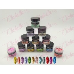 Acrílico JR metálico (Glitter fino, crispy con decoración) para uñas 12 piezas de 10gr-1/4oz por paquete 11A-210-12 (Pb)