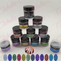 Acrílico JR Reflectiva diamond  para uñas 12 piezas de 10gr-1/4oz por paquete 11A-210-10  (Pb)