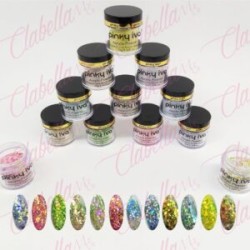 Acrílico Pinky iva con glitter gama G  para uñas 12 piezas de 10gr-1/4oz. SZ-LQ90 por paquete (Pb)