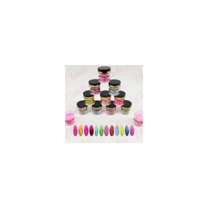 Acrílico Pinky iva con glitter gama H para uñas 12 piezas de 10gr-1/4oz por paquete. SZ-LQ90 (Pb)