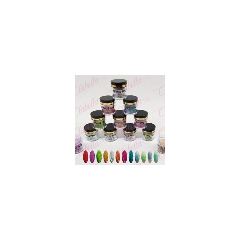 Acrílico Pinky iva con glitter gama I para uñas 12 piezas de 10gr-1/4oz por paquete. SZ-LQ90 (Pb)