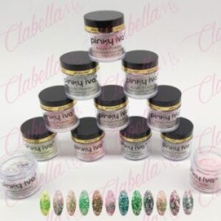 Acrílico Pinky iva con glitter gama K para uñas 12 piezas de 10gr-1/4oz por paquete. SZ-LQ90 (Pb)