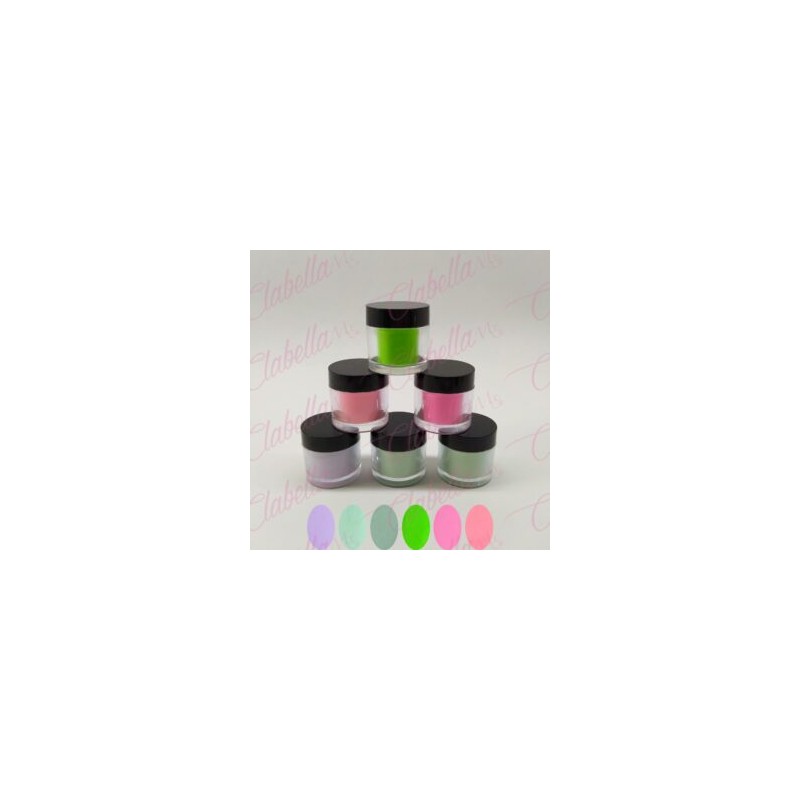 Acrílico Yuan Quan 3 in 1 gama B  para efecto francés o degradado, decoraciones 3D y extensión de la uña 6 piezas de 10gr-1/4oz 