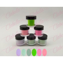 Acrílico Yuan Quan 3 in 1 gama B  para efecto francés o degradado, decoraciones 3D y extensión de la uña 6 piezas de 10gr-1/4oz 