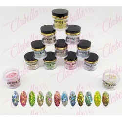 Acrílico Pinky iva con glitter gama G  para uñas 12 piezas de 10gr-1/4oz. SZ-LQ90 por paquete (Pb)