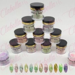 Acrílico Pinky iva con glitter gama J para uñas 12 piezas de 10gr-1/4oz por paquete. SZ-LQ90 (Pb)