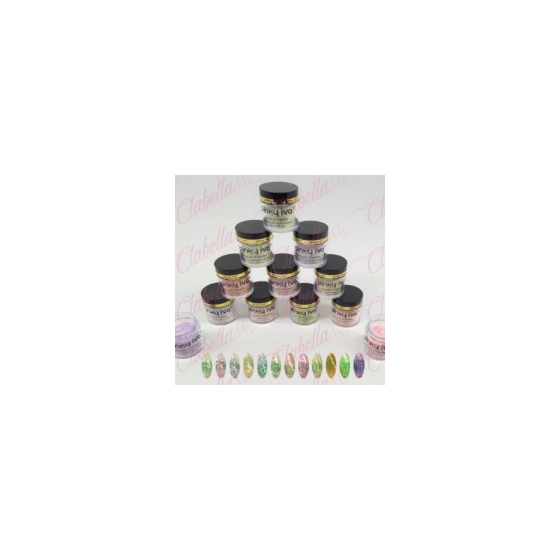 Acrílico Pinky iva con glitter gama J para uñas 12 piezas de 10gr-1/4oz por paquete. SZ-LQ90 (Pb)
