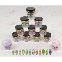 Acrílico Pinky iva con glitter gama J para uñas 12 piezas de 10gr-1/4oz por paquete. SZ-LQ90 (Pb)