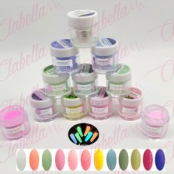 Acrílico Yuan Quan Glow Luminous brilla en la oscuridad gama A  para uñas 12 piezas de 10gr-1/4oz por paquete. AL-34 /Y1-YG1