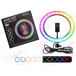 Aro de luz Led RGB multiusos 12? , con luz de color, blanca y cálida e intensidad regulable, aprox de 30x30cm 15w solo con cable