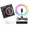 Aro de luz Led RGB multiusos 12? , con luz de color, blanca y cálida e intensidad regulable, aprox de 30x30cm 15w solo con cable