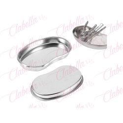 Bandeja porta herramientas o riñonera de acero inoxidable para esterilizar herramientas, aprox de 20x12x2.3cm, por pieza