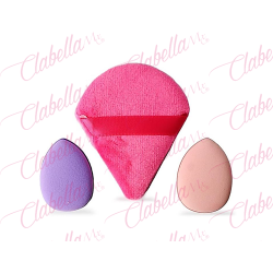 Borlas en forma de diamante, 1 grande de 7x6cm, 1 mediana de 4x3cm y 1 chica de 3x2cm para aplicar maquillaje, paquete con 3 pie