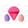 Borlas en forma de diamante, 1 grande de 7x6cm, 1 mediana de 4x3cm y 1 chica de 3x2cm para aplicar maquillaje, paquete con 3 pie