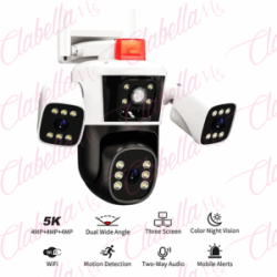 Cámara De Vigilancia Wifi, Cámara IP WiFi de 12MP y 6K, 4 lentes, vista panorámica al aire libre, cámara PTZ, protección de segu