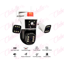 Cámara De Vigilancia Wifi, Cámara IP WiFi de 12MP y 6K, 4 lentes, vista panorámica al aire libre, cámara PTZ, protección de segu