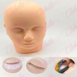 Cabezote – Maniqui cabeza de silicón cuello corto sin cabello para práctica de pestañas o maquillaje aprox 24x16x9cm por pieza (