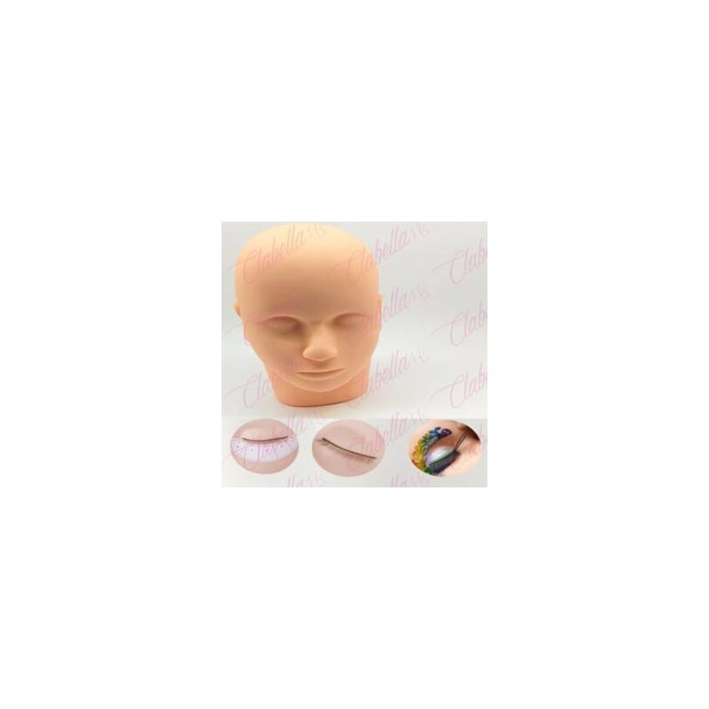 Cabezote – Maniqui cabeza de silicón cuello corto sin cabello para práctica de pestañas o maquillaje aprox 24x16x9cm por pieza (