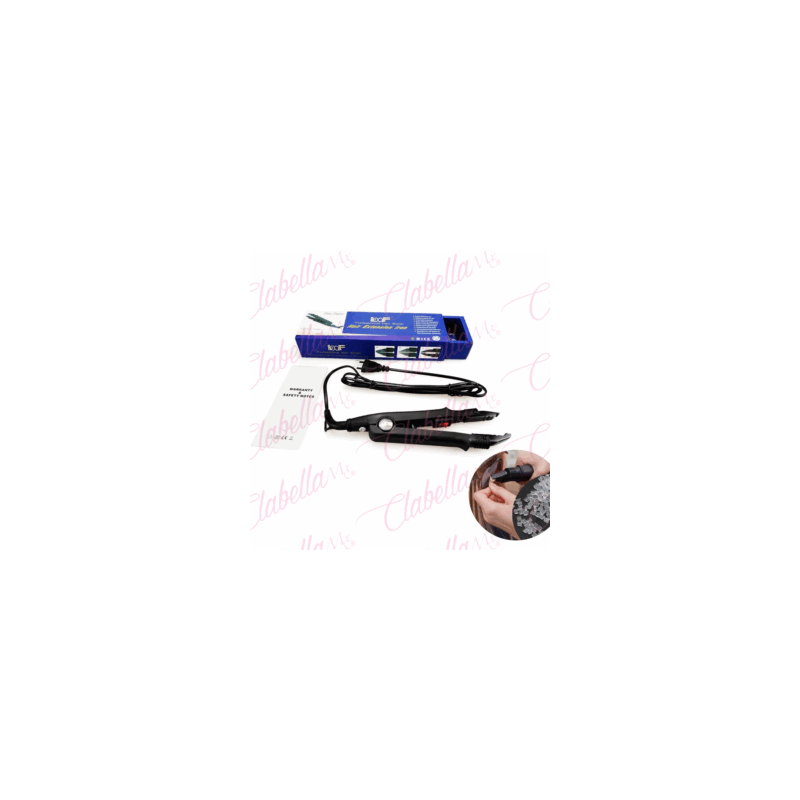 Cautin para extension de cabello y aplicación de queratina, Laminas de ceramica-aluminio, Boton deslizable On-Off, Calefactor PT
