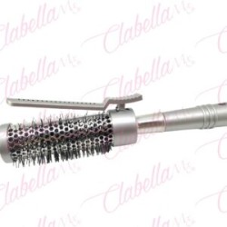 Cepillo 2 in 1 con cerdas de plástico base de metal y pinza para planchar u ondular el cabello recomendado para cabello delgado,