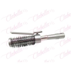 Cepillo 2 in 1 con cerdas de plástico base de metal y pinza para planchar u ondular el cabello recomendado para cabello delgado,