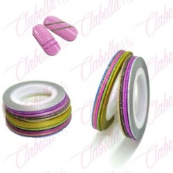 Cintilla adherible de COLORES CON GLITTER para uñas 10 piezas aprox de 4cm por paquete. surtido you13-jx2