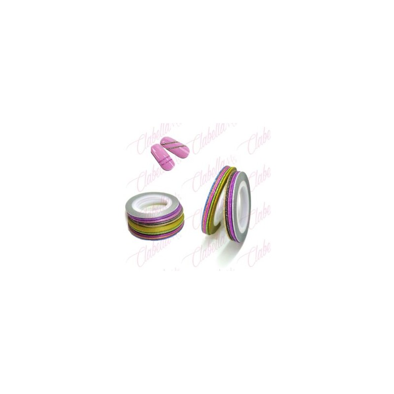 Cintilla adherible de COLORES CON GLITTER para uñas 10 piezas aprox de 4cm por paquete. surtido you13-jx2
