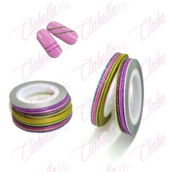 Cintilla adherible de COLORES CON GLITTER para uñas 10 piezas aprox de 4cm por paquete. surtido you13-jx2