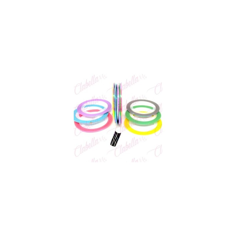 Cintilla adherible de COLORES PASTEL para uñas 6 piezas aprox de 4m por  paquete. surtido you13-jx3 (PB)
